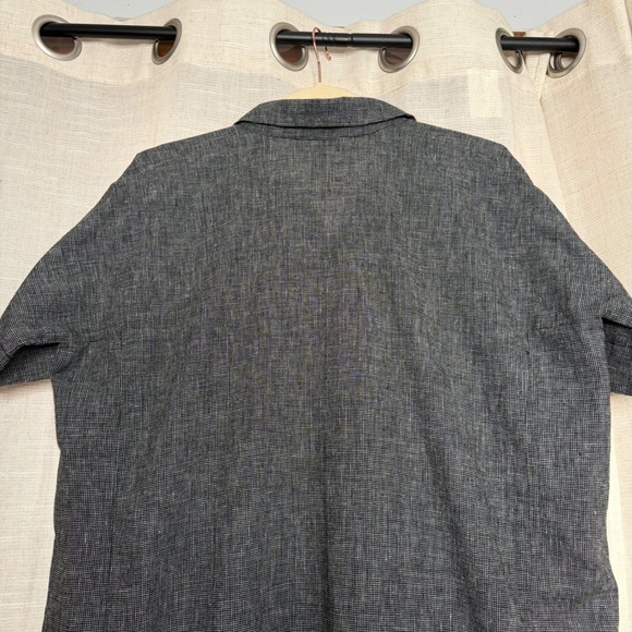 Eileen Fisher Shirt Dress Hemp Organic Cotton Check Short Sleeve Oversized SMALL - Picture 8 of 11